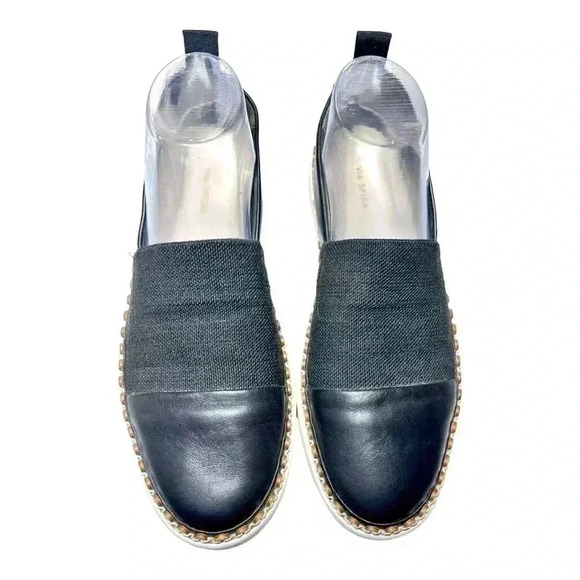 Via Spiga Women’s Ora Slip On Platform Sneakers BLK and White Size 8.5 Preowned - Picture 4 of 10